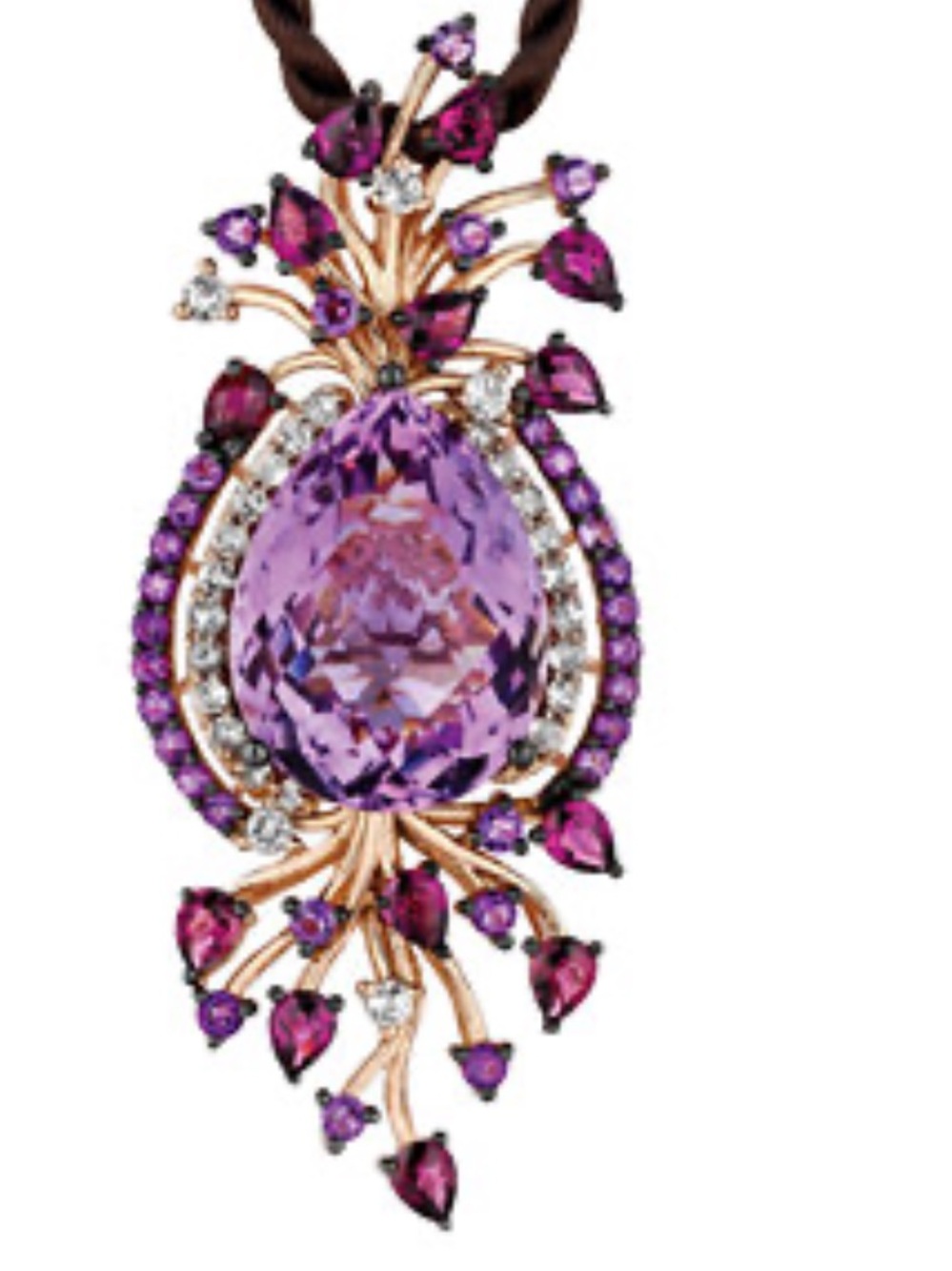 EUC Le Vian 14 K strawberry rose gold multistone amethyst pendant